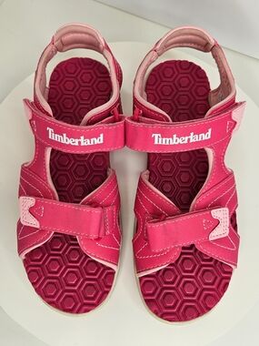 Timberland Girls Pink Sport Sandals Size 4 Velcro Closure Summer Beach